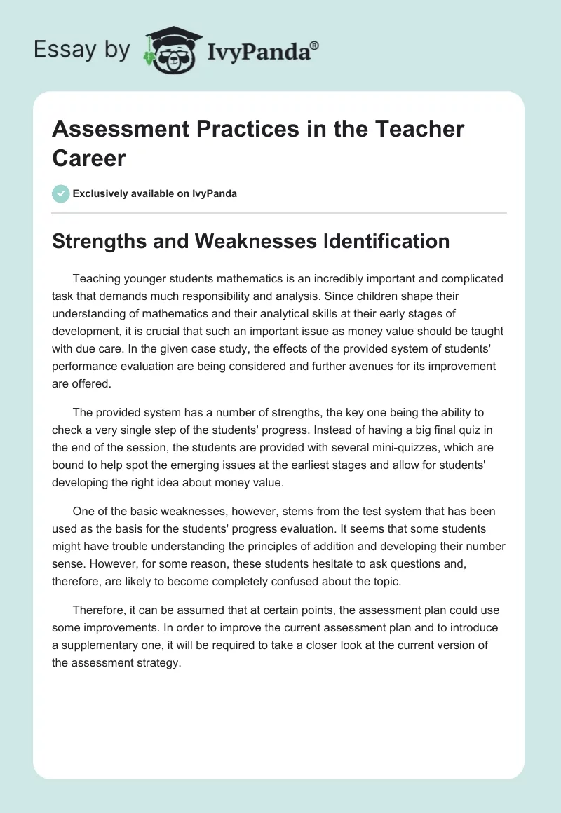 Assessment Practices in the Teacher Career. Page 1