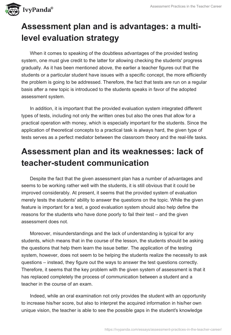 Assessment Practices in the Teacher Career. Page 2