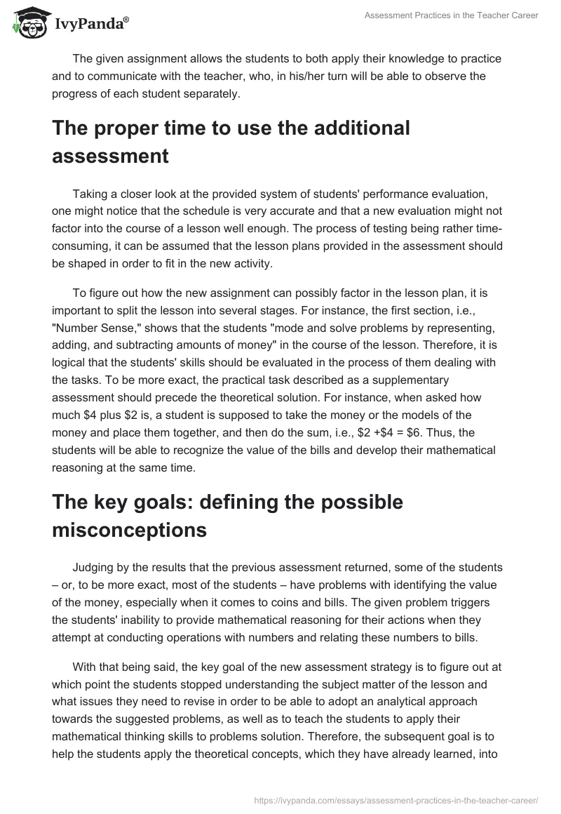 Assessment Practices in the Teacher Career. Page 4