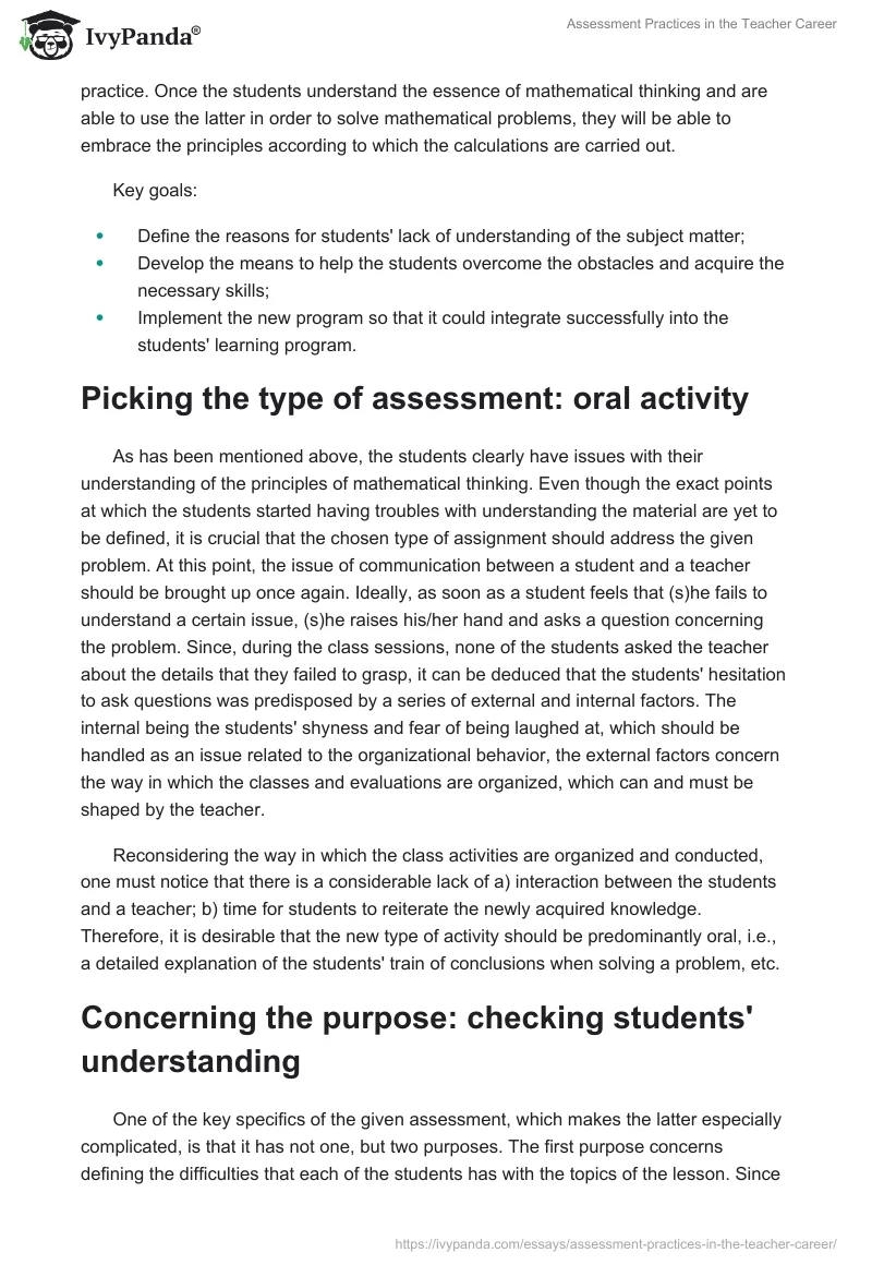 Assessment Practices in the Teacher Career. Page 5