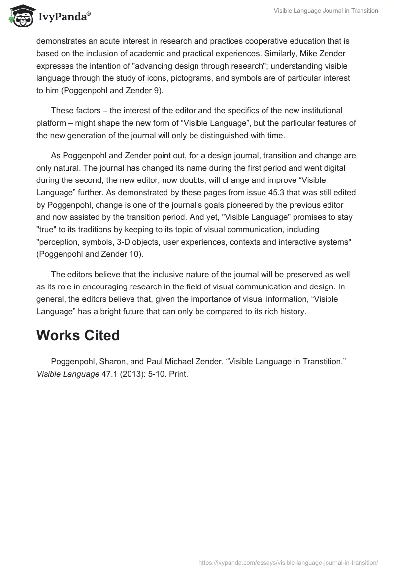 Visible Language Journal in Transition. Page 2