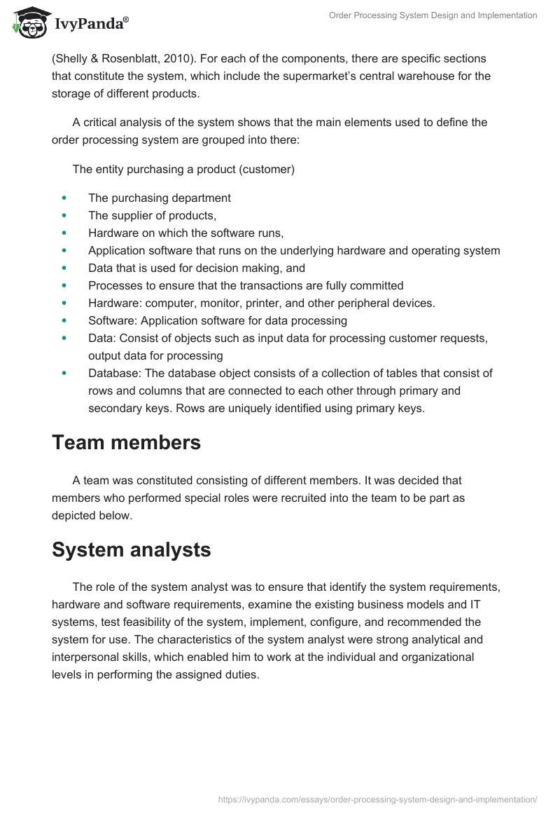Order Processing System Design and Implementation. Page 2