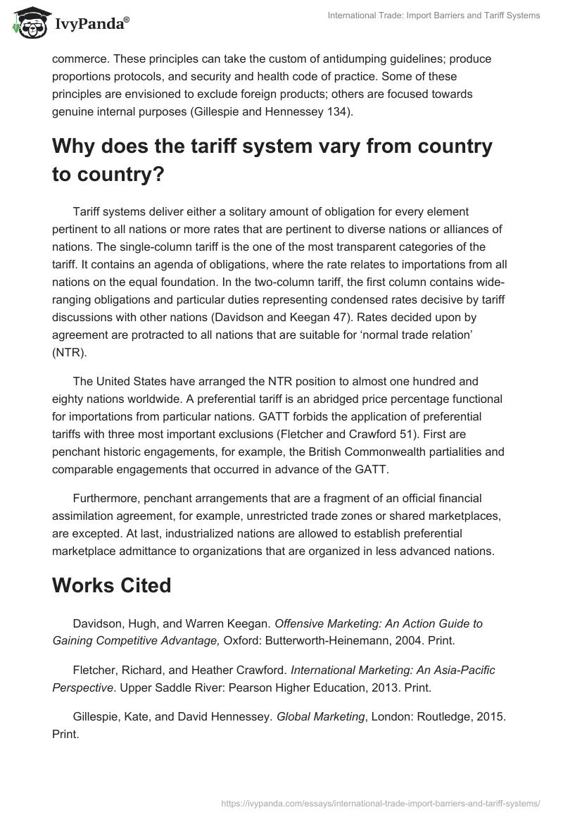 International Trade: Import Barriers and Tariff Systems. Page 2