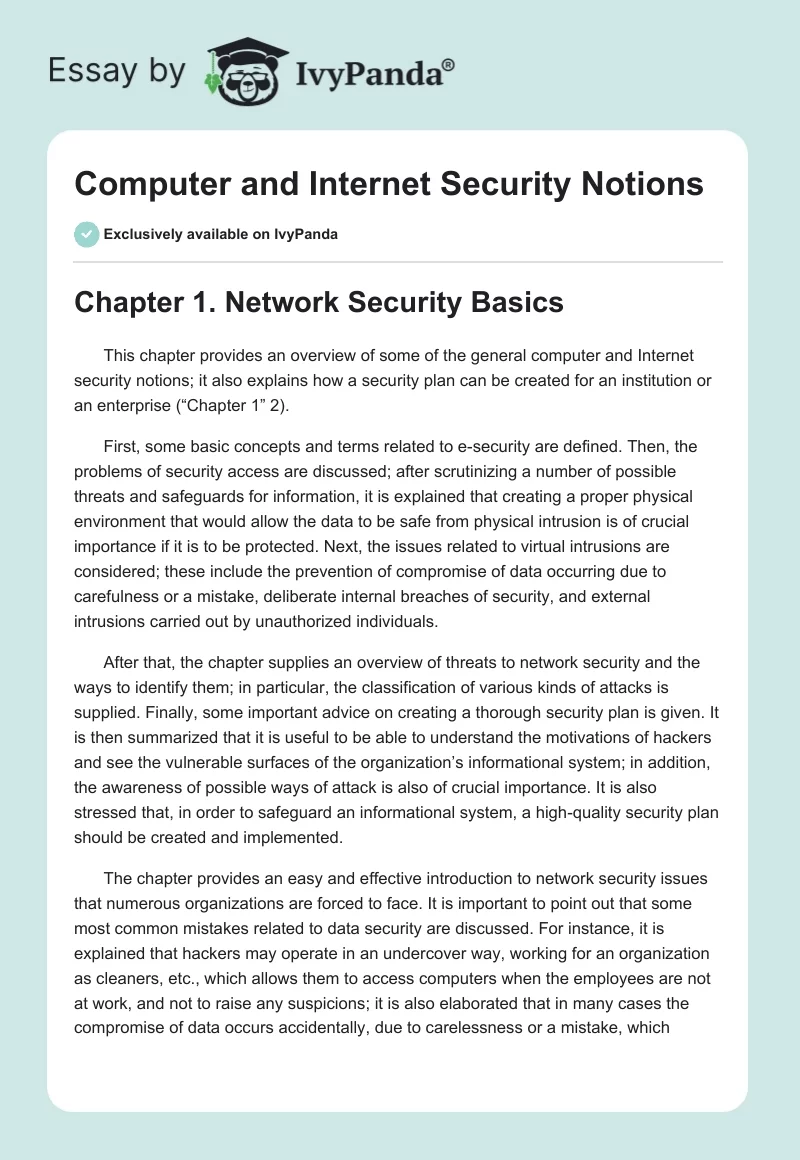 Computer and Internet Security Notions. Page 1