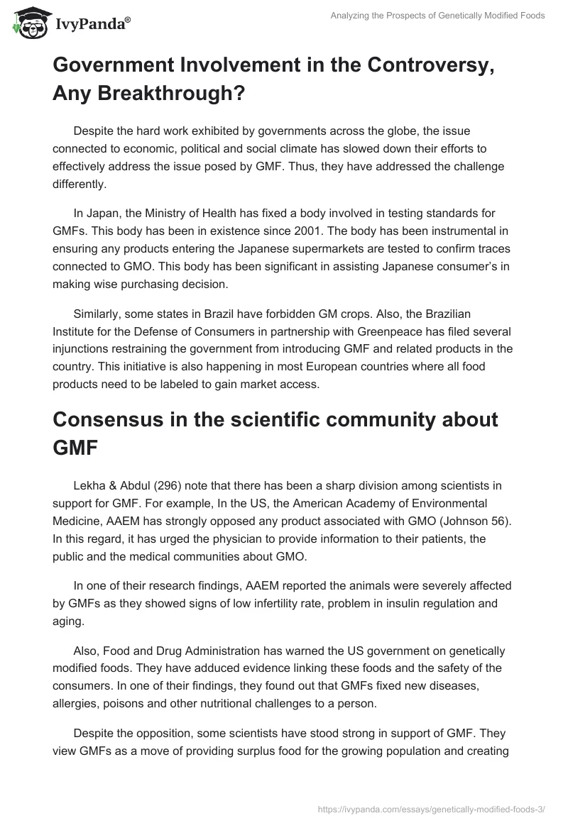 Analyzing the Prospects of Genetically Modified Foods. Page 4