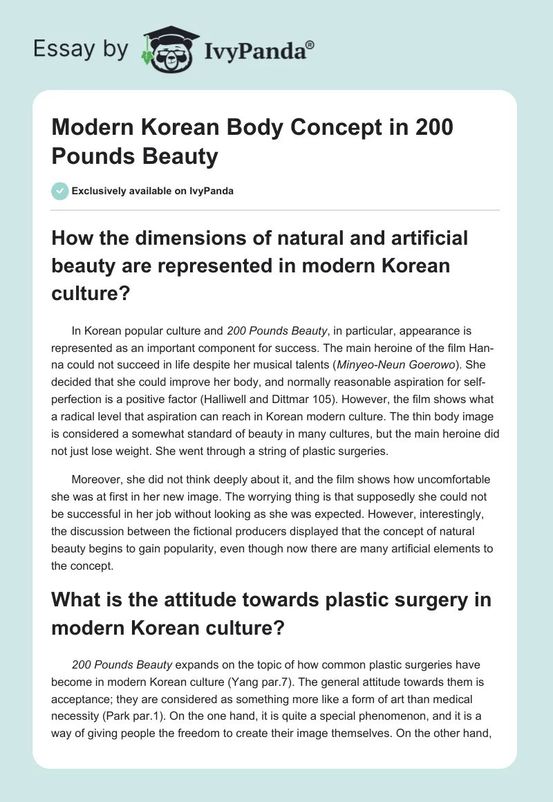 Modern Korean Body Concept in "200 Pounds Beauty". Page 1