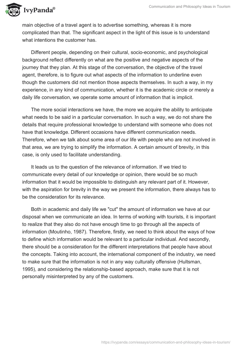 Communication and Philosophy Ideas in Tourism. Page 3
