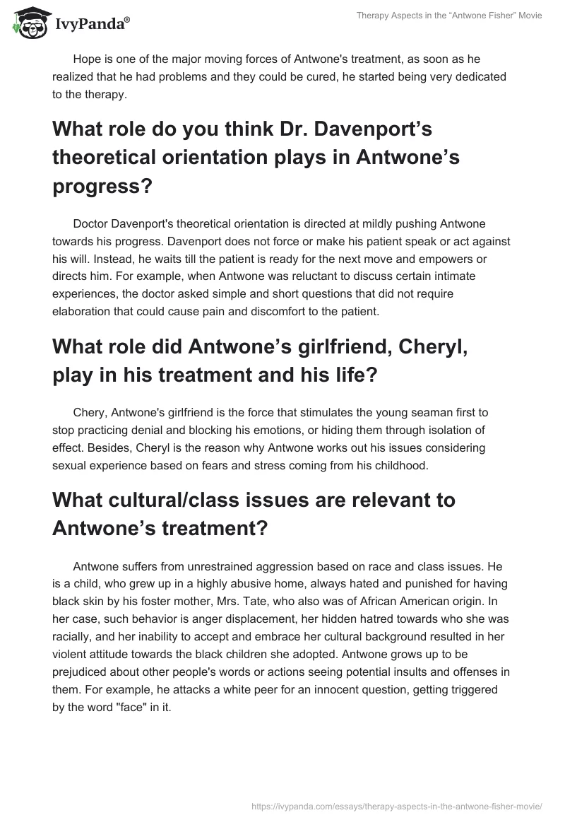 Therapy Aspects in the “Antwone Fisher” Movie. Page 2