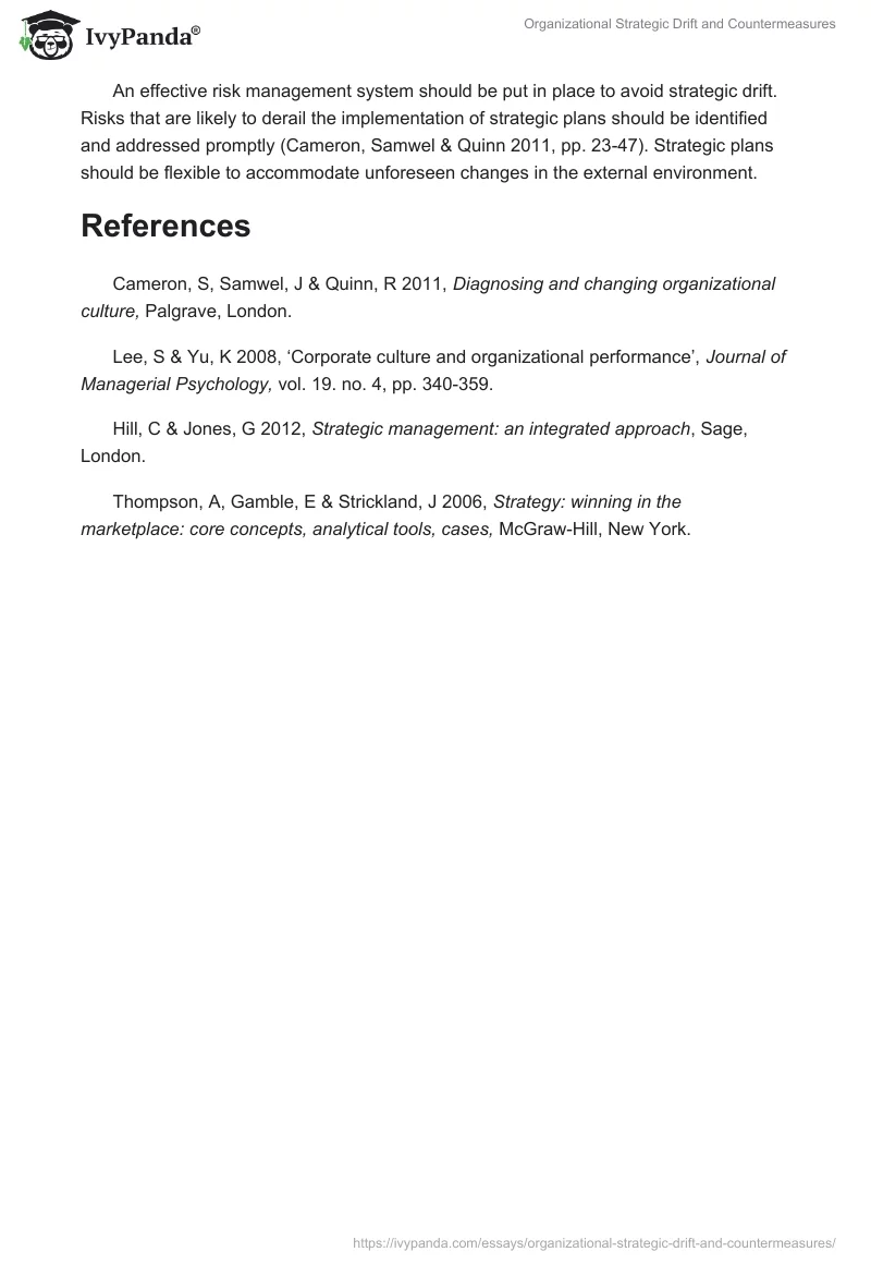 Organizational Strategic Drift and Countermeasures. Page 2