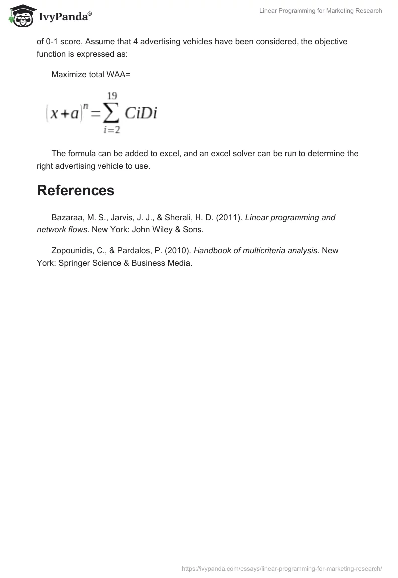 Linear Programming for Marketing Research. Page 3