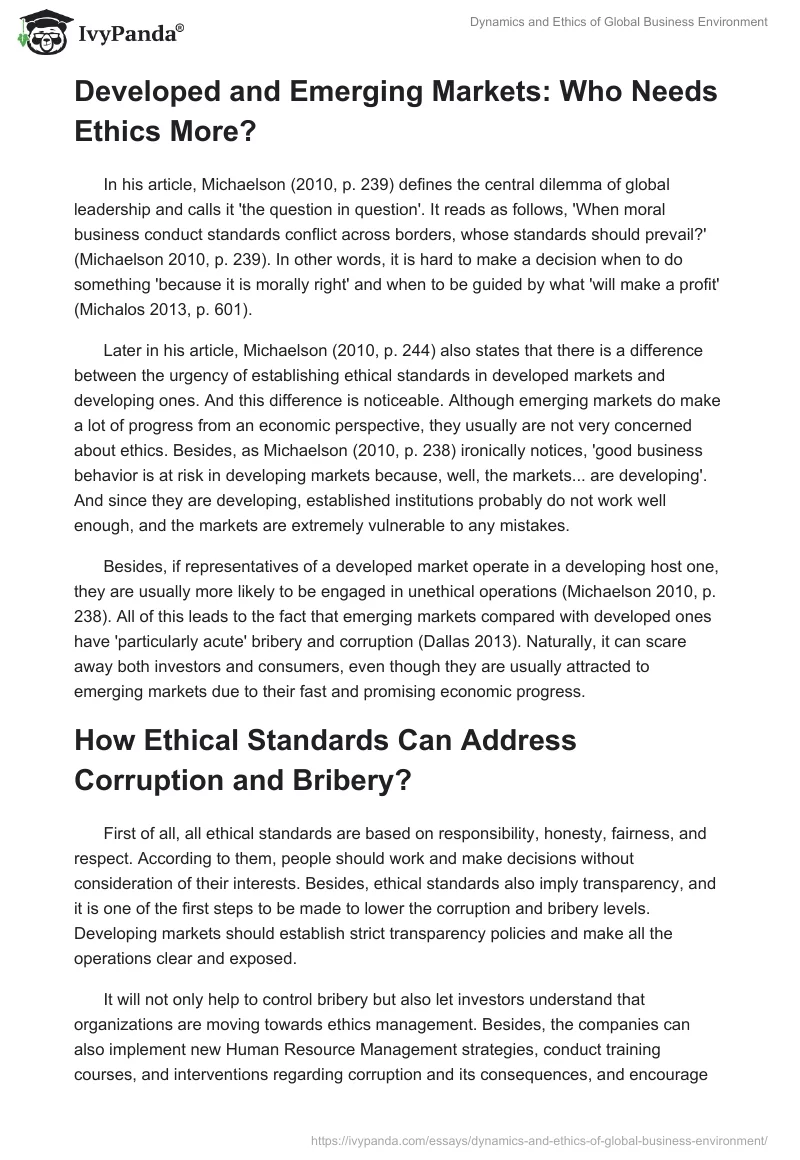 Dynamics and Ethics of Global Business Environment. Page 3