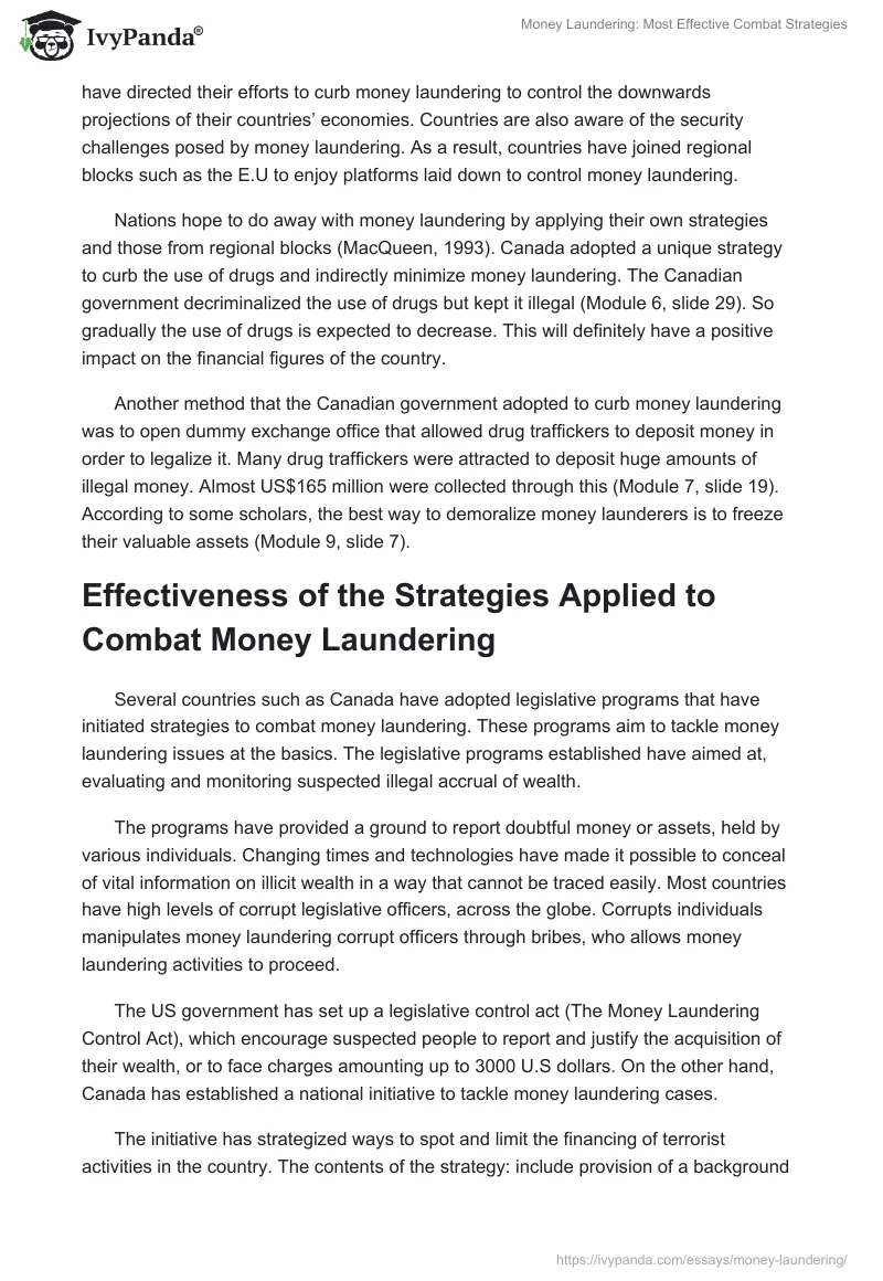 Money Laundering: Most Effective Combat Strategies. Page 2