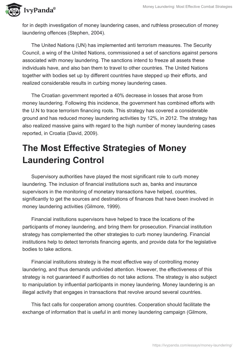 Money Laundering: Most Effective Combat Strategies. Page 3
