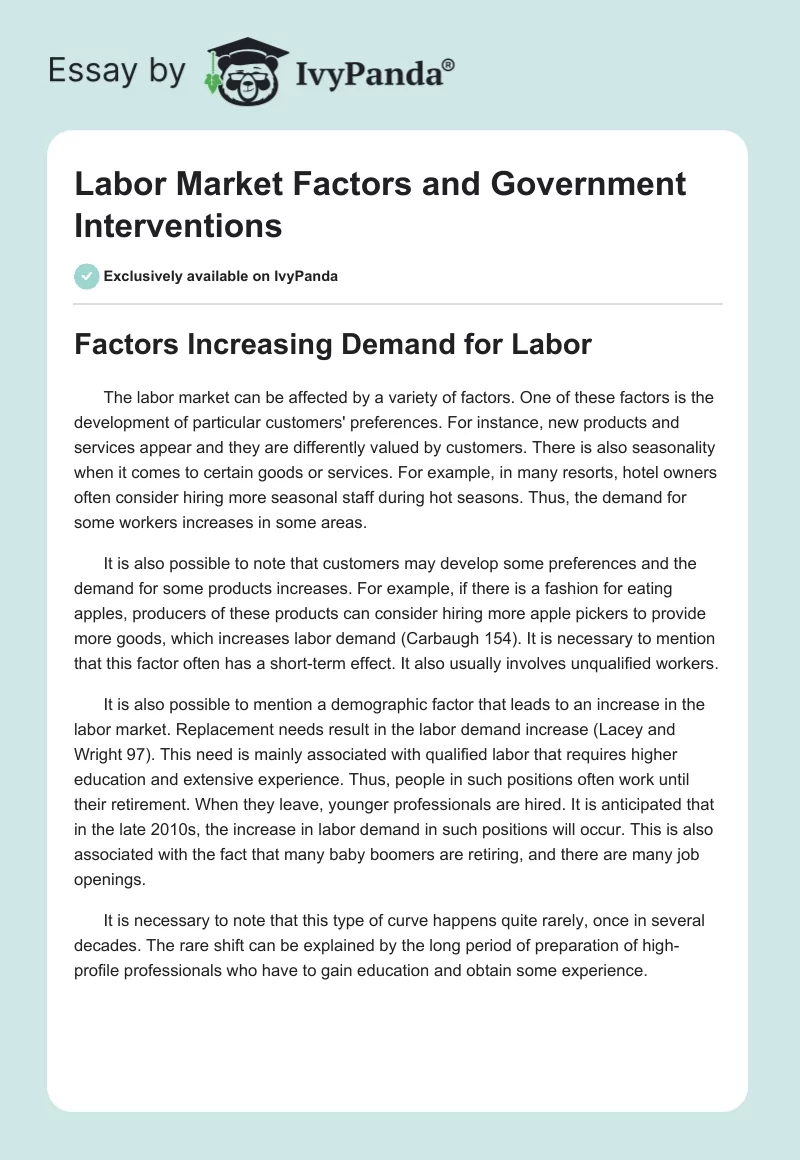 Labor Market Factors and Government Interventions. Page 1
