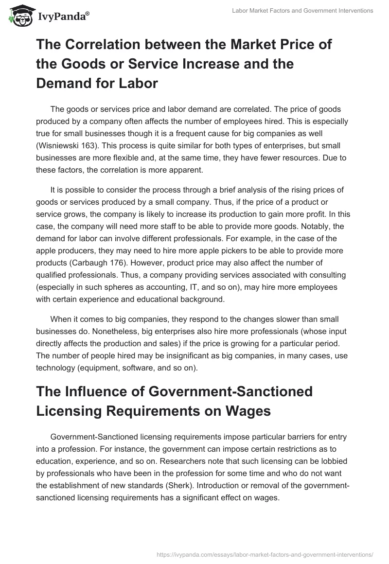 Labor Market Factors and Government Interventions. Page 2