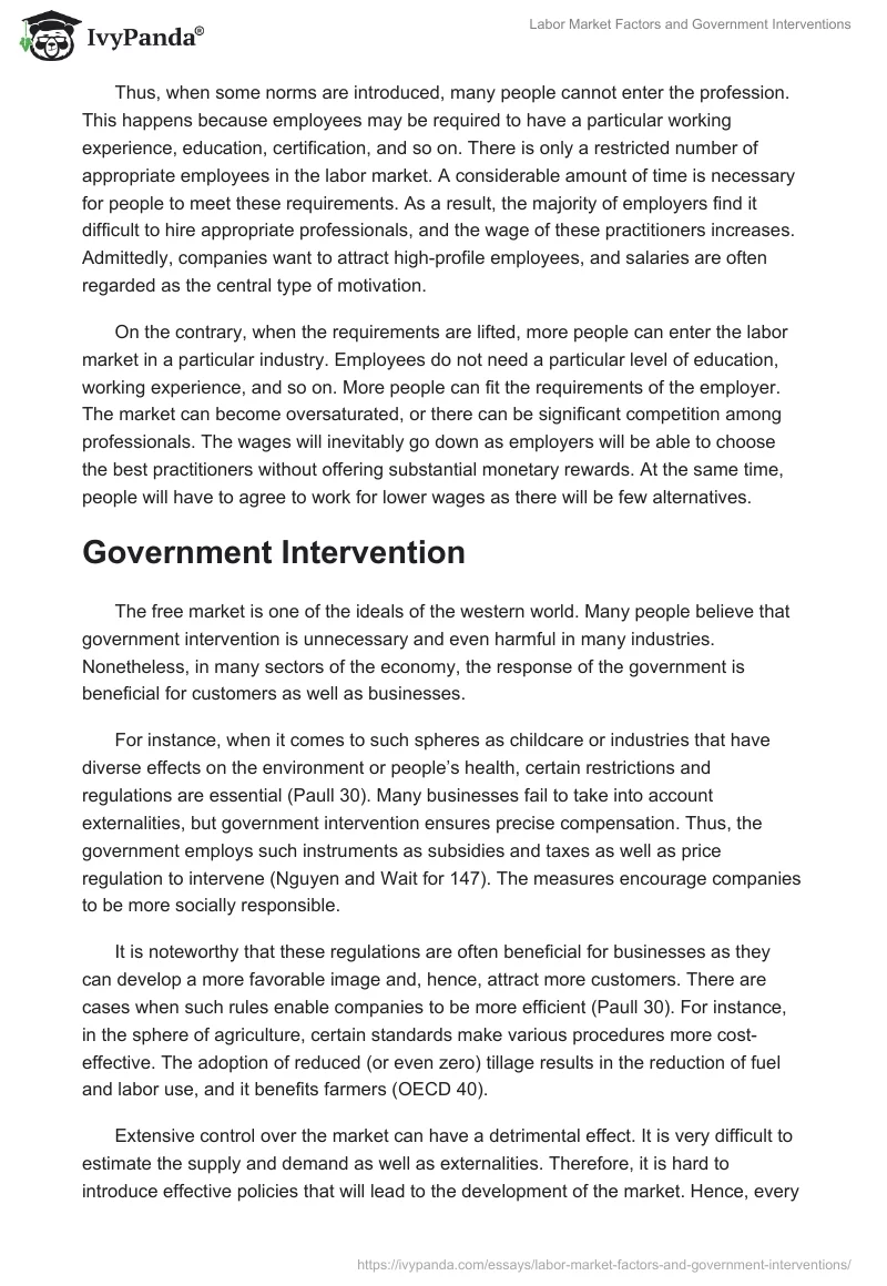 Labor Market Factors and Government Interventions. Page 3