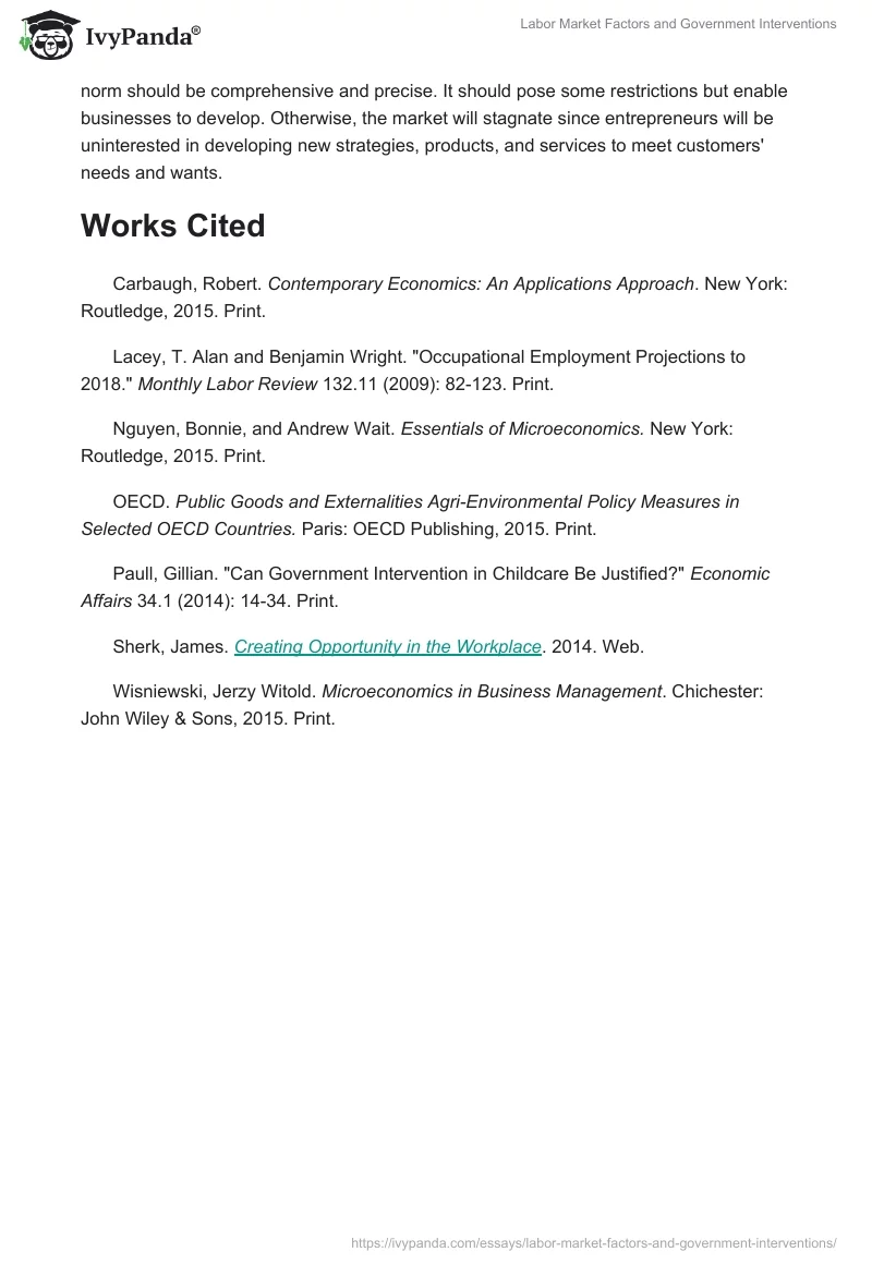 Labor Market Factors and Government Interventions. Page 4