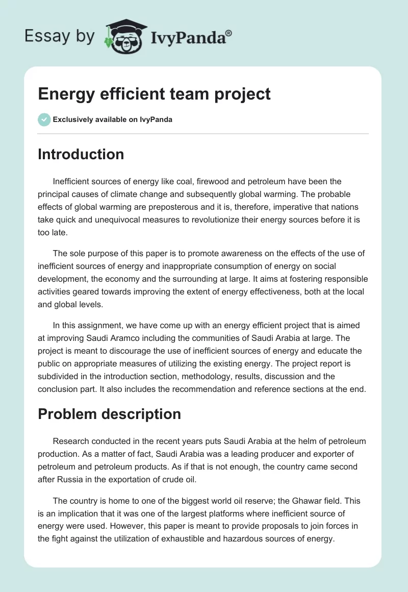Energy efficient team project. Page 1