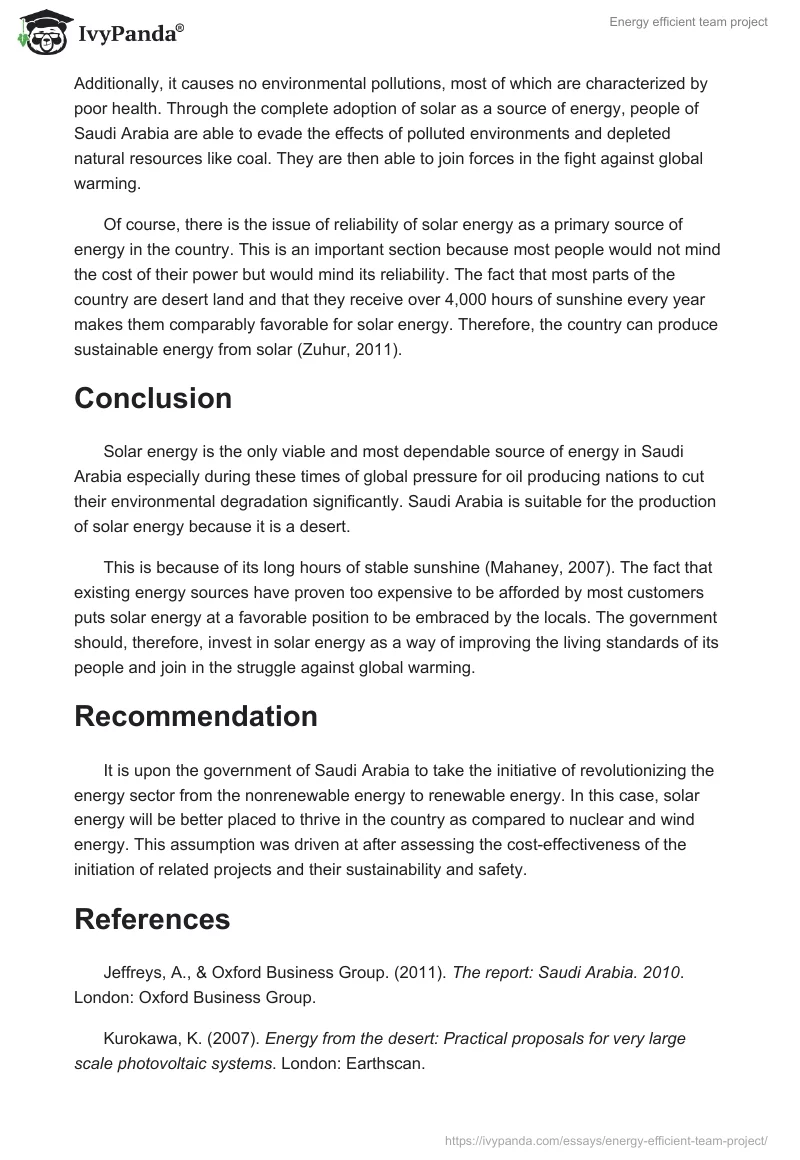 Energy efficient team project. Page 4