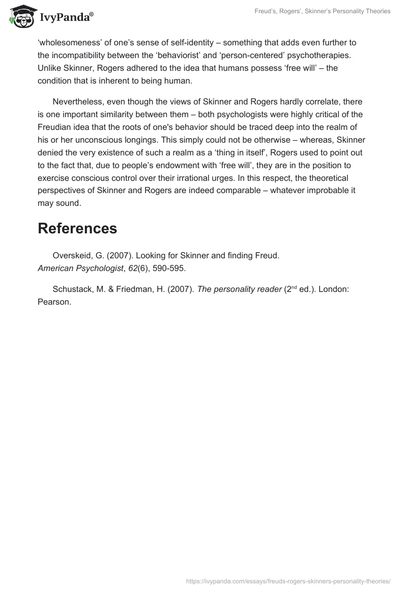 Freud’s, Rogers’, Skinner’s Personality Theories. Page 3