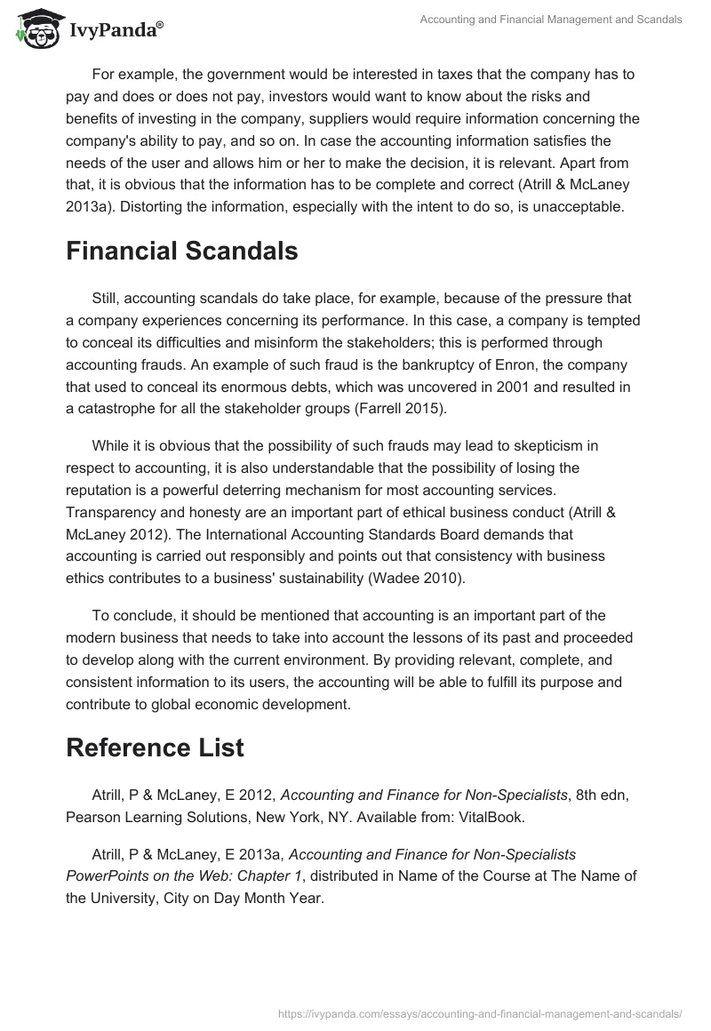 Accounting and Financial Management and Scandals. Page 2