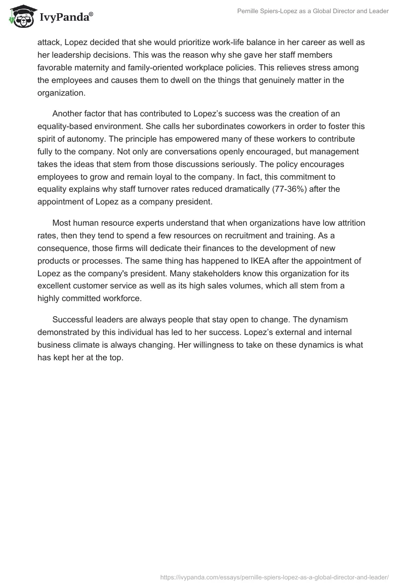 Pernille Spiers-Lopez as a Global Director and Leader. Page 2