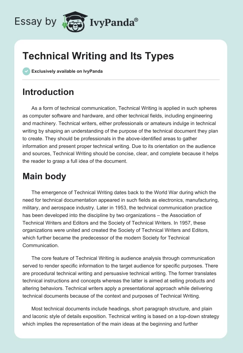 Technical Writing and Its Types. Page 1