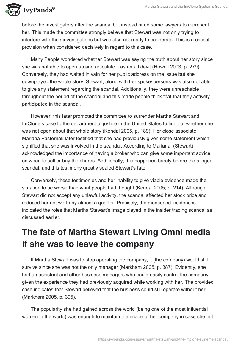 Martha Stewart and the ImClone System’s Scandal. Page 2