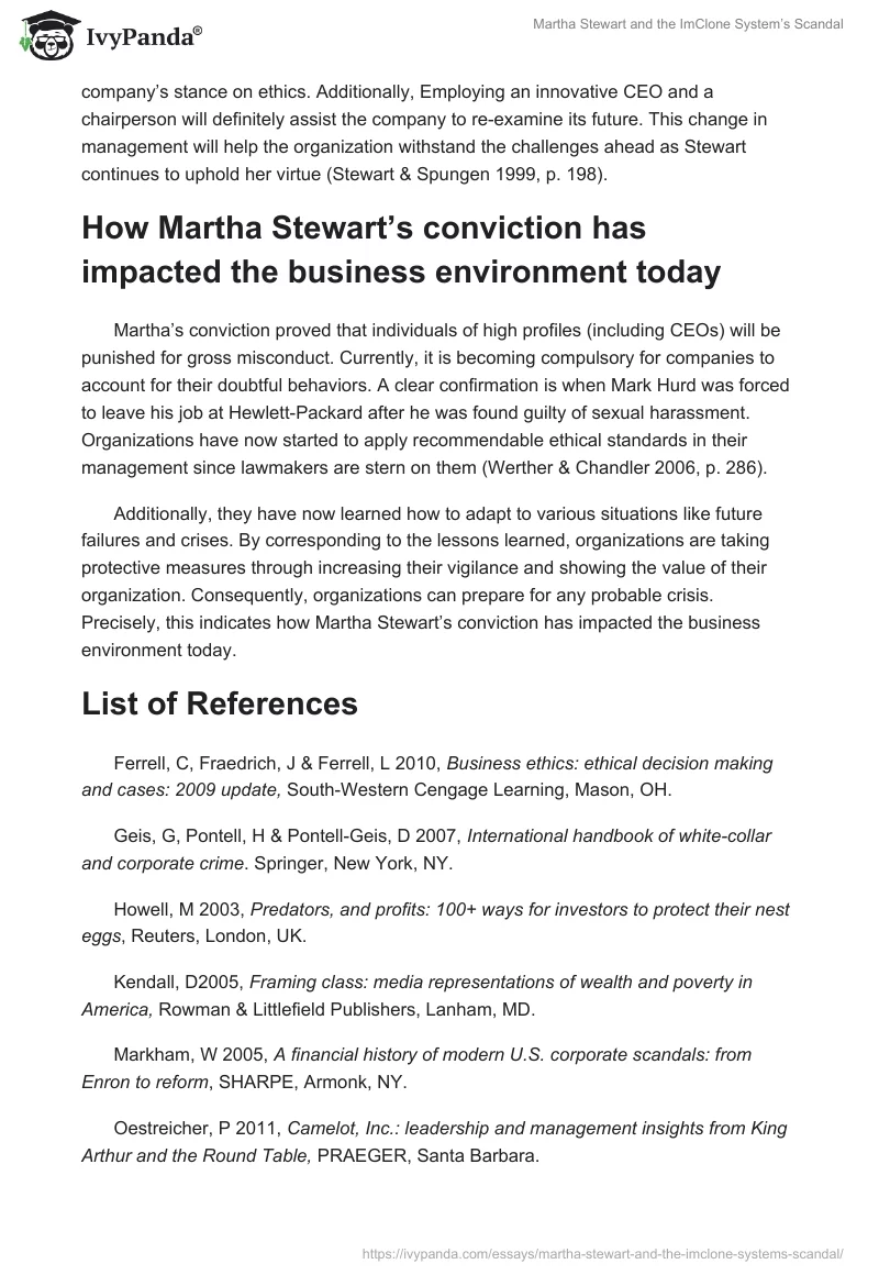 Martha Stewart and the ImClone System’s Scandal. Page 4