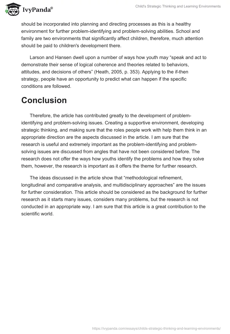 Child's Strategic Thinking and Learning Environments. Page 2