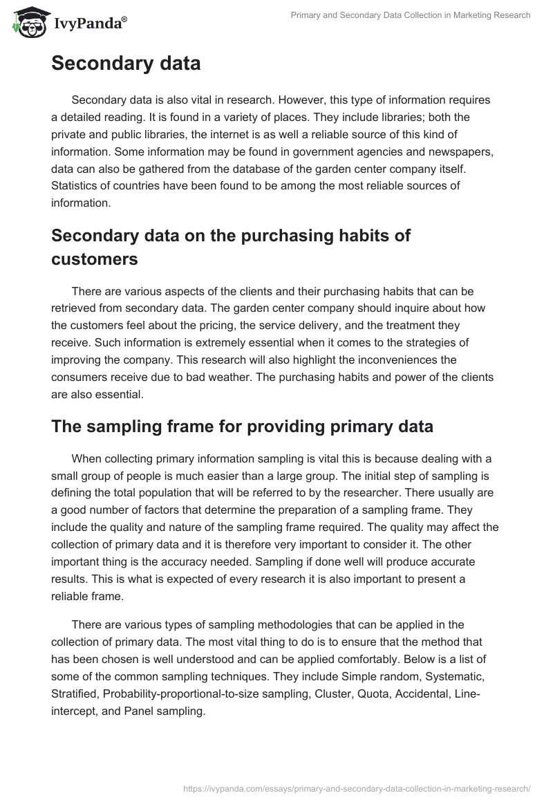 Primary and Secondary Data Collection in Marketing Research. Page 2