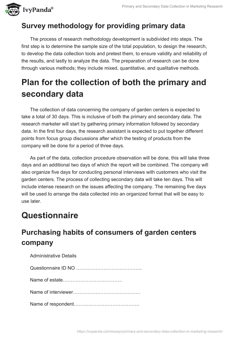 Primary and Secondary Data Collection in Marketing Research. Page 3