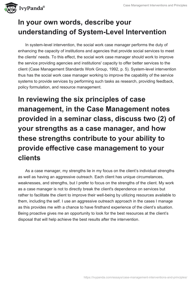 Case Management Interventions and Principles. Page 2