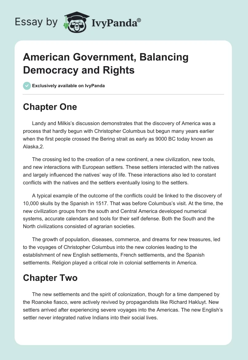 American Government, Balancing Democracy and Rights. Page 1
