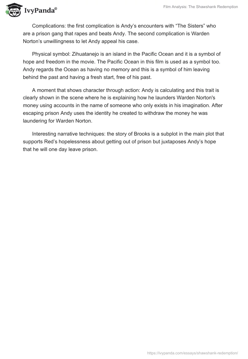 Film Analysis: The Shawshank Redemption. Page 2