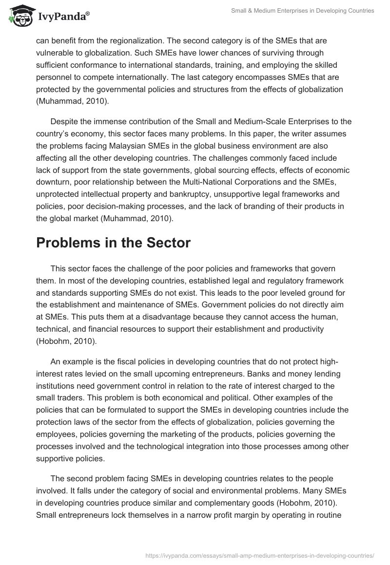 Small & Medium Enterprises in Developing Countries. Page 2