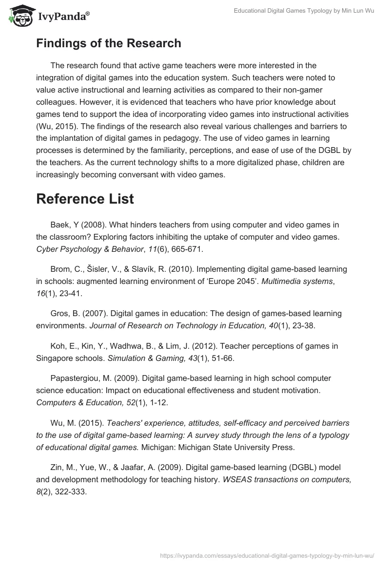Educational Digital Games Typology by Min Lun Wu. Page 4