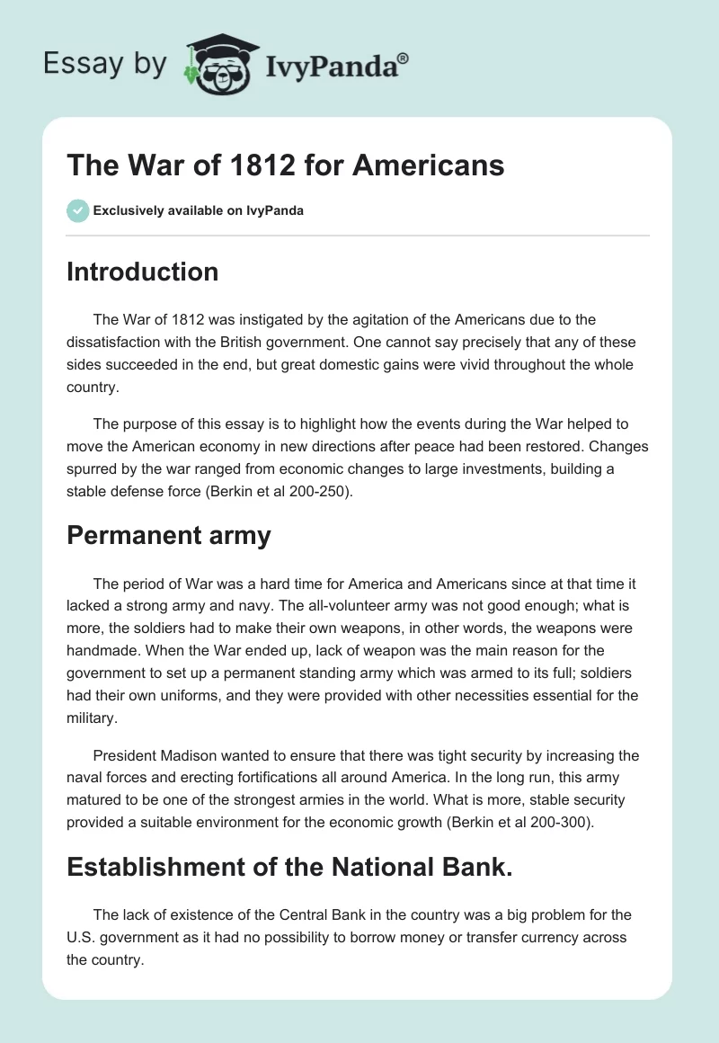 The War of 1812 for Americans. Page 1