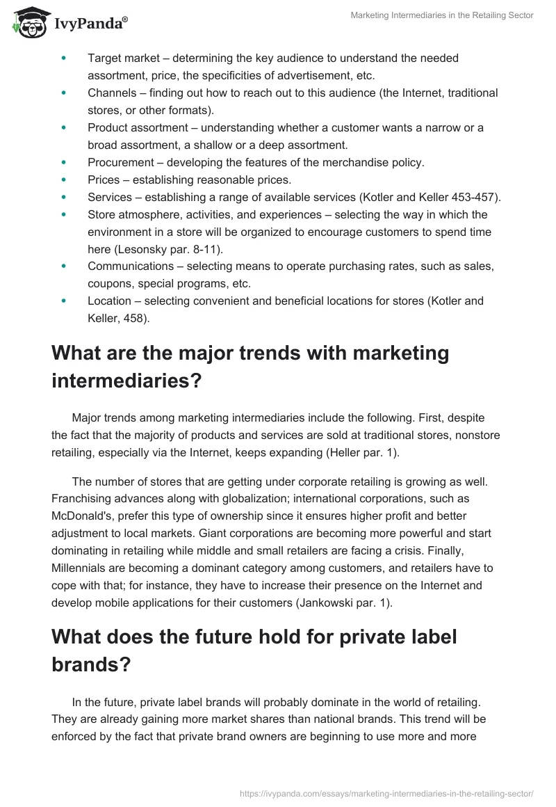 Marketing Intermediaries in the Retailing Sector. Page 2