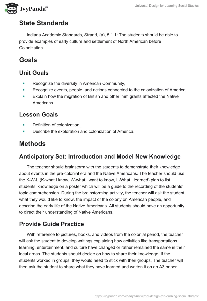 Universal Design for Learning Social Studies. Page 2