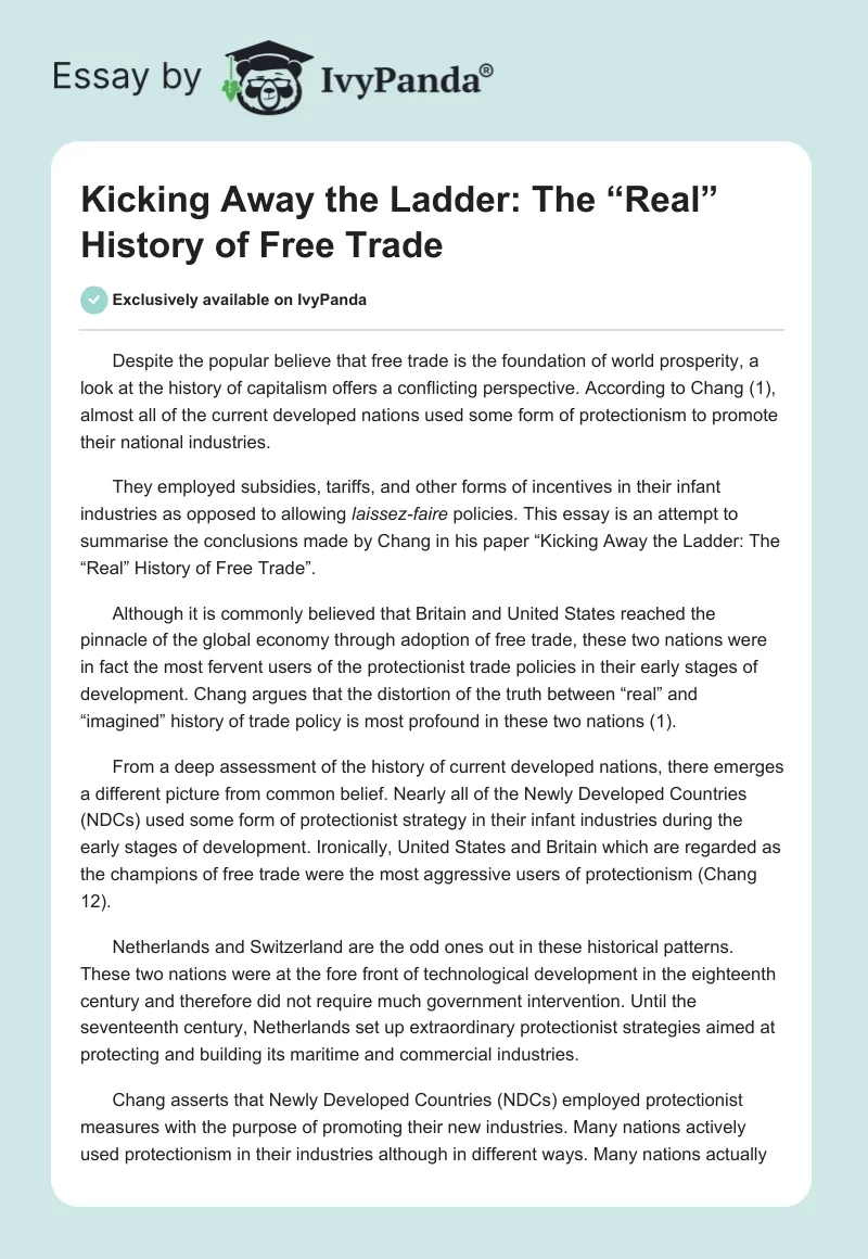 Kicking Away the Ladder: The “Real” History of Free Trade. Page 1