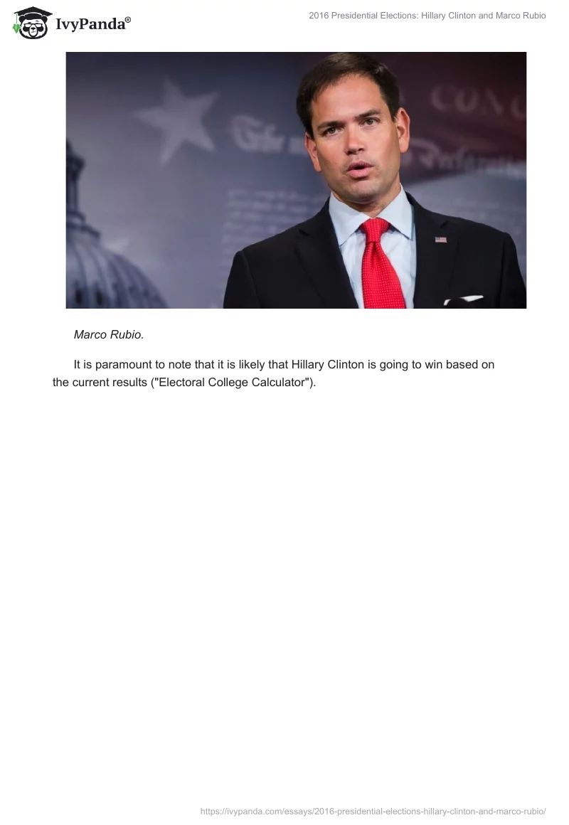 2016 Presidential Elections: Hillary Clinton and Marco Rubio. Page 2