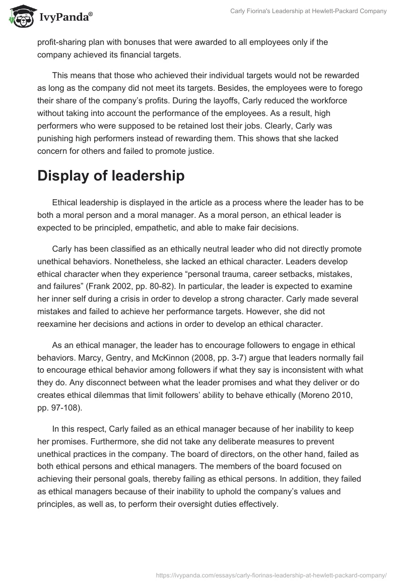 Carly Fiorina's Leadership at Hewlett-Packard Company. Page 4