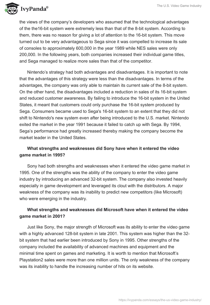 The U.S. Video Game Industry. Page 2