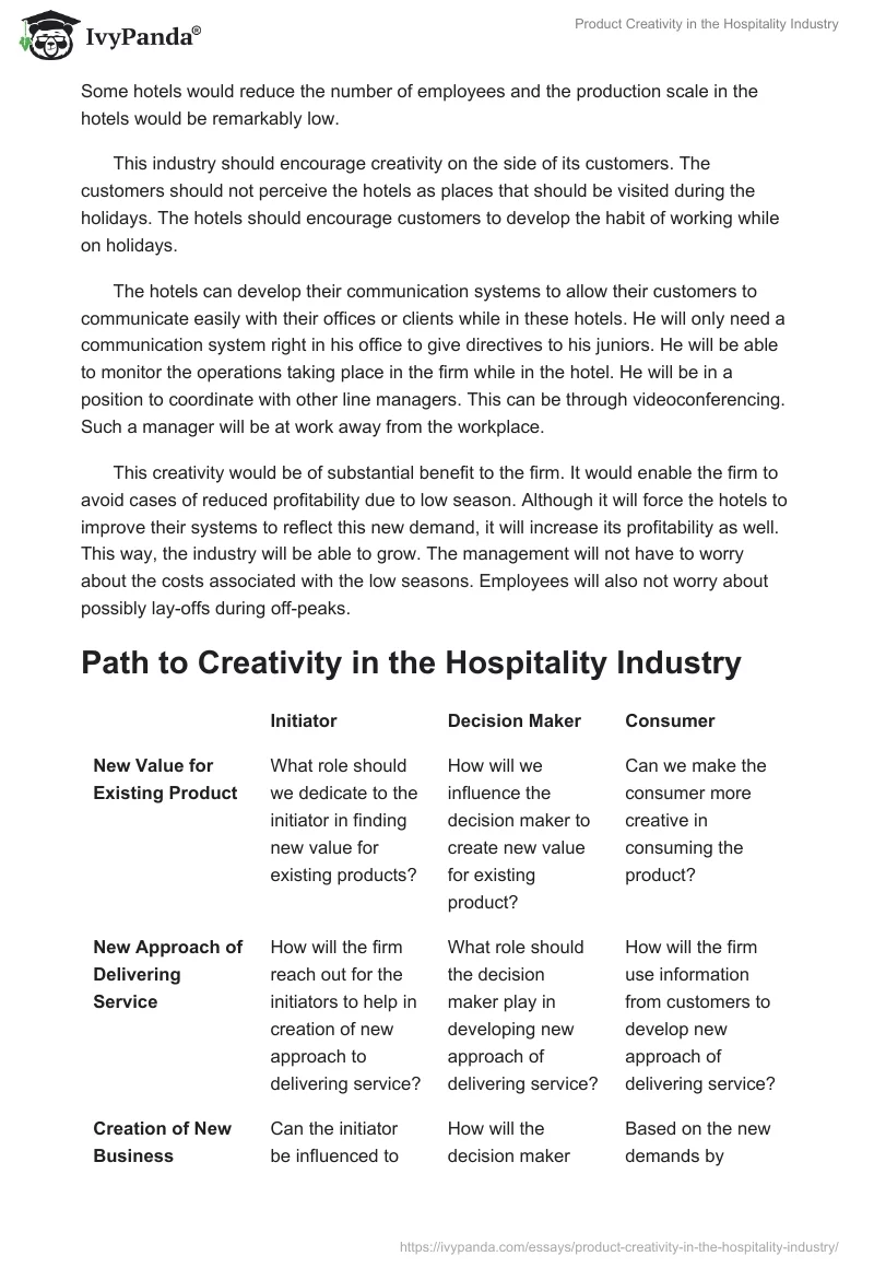 Product Creativity in the Hospitality Industry. Page 2