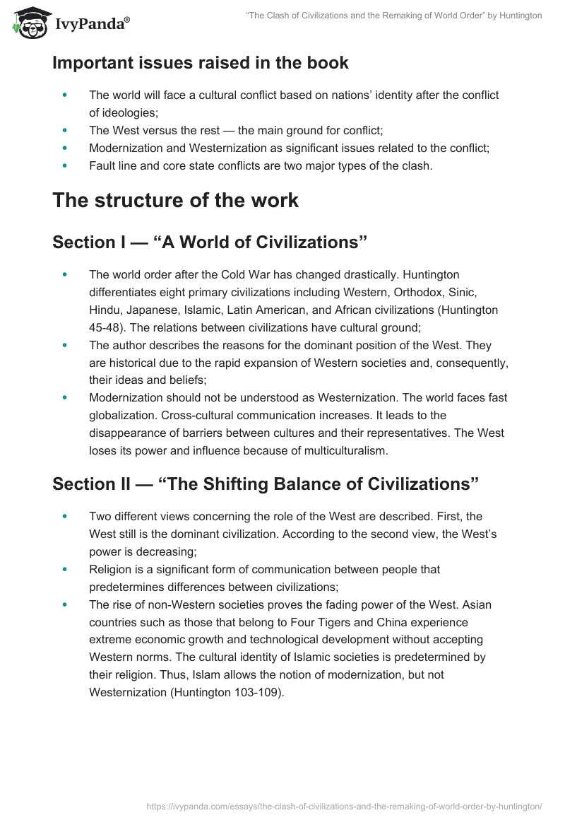 “The Clash of Civilizations and the Remaking of World Order” by Huntington. Page 2