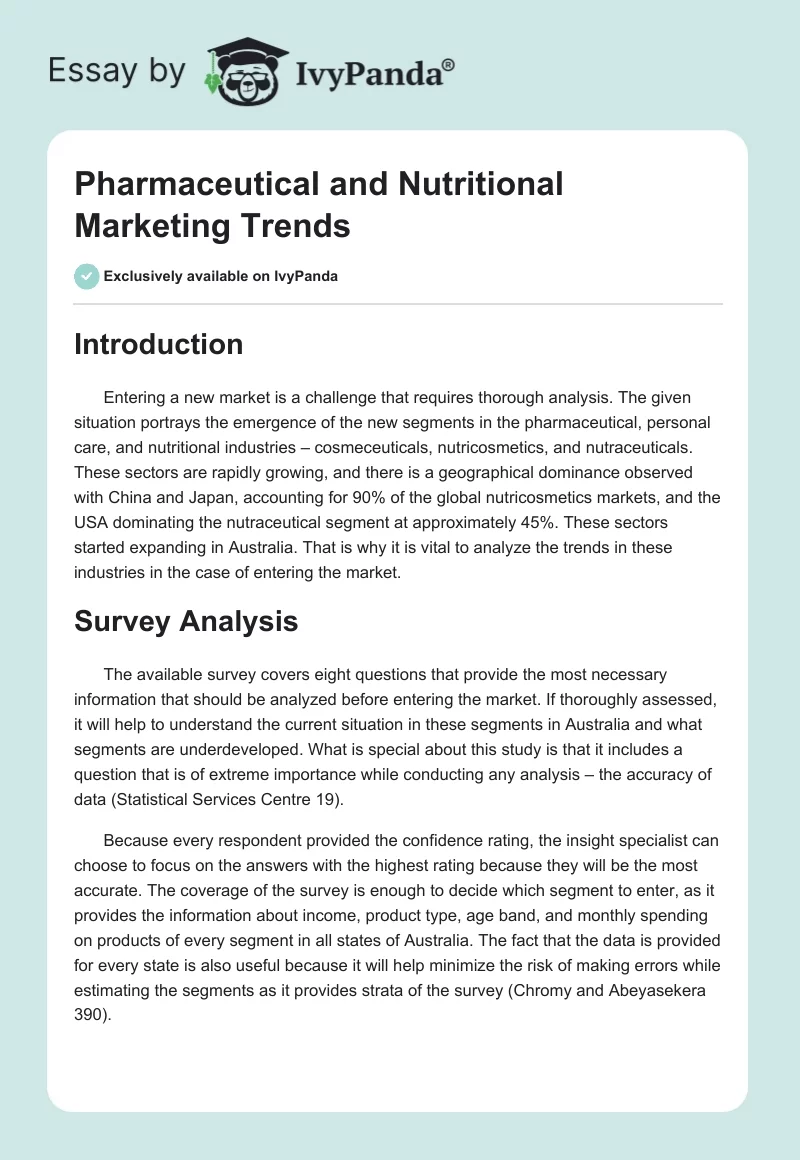Pharmaceutical and Nutritional Marketing Trends. Page 1