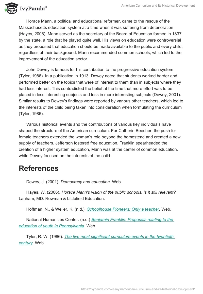 American Curriculum and Its Historical Development. Page 2