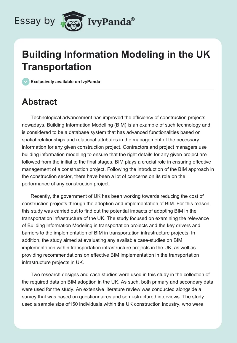 Building Information Modeling in the UK Transportation. Page 1