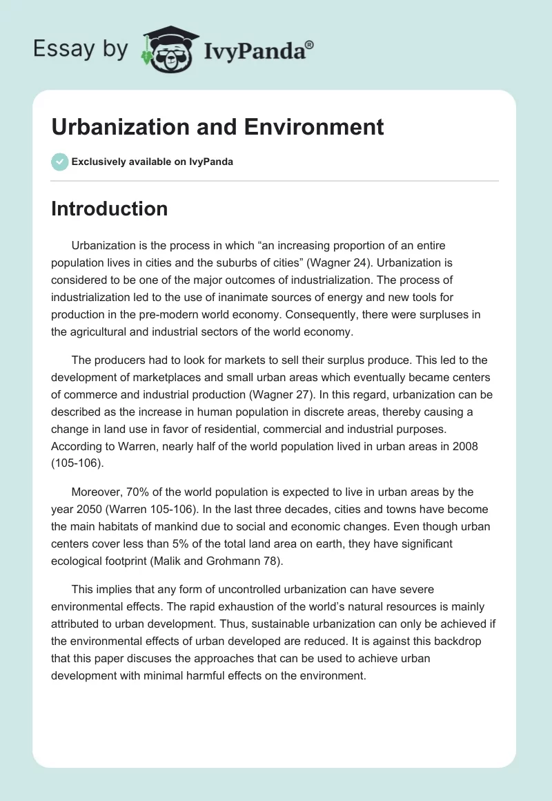 Urbanization and Environment. Page 1